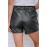 Faux Leather Ruffle Waistband Shorts