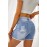 Blue Cut off Denim Shorts