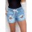 Distressed Leopard Patchwork Denim Shorts